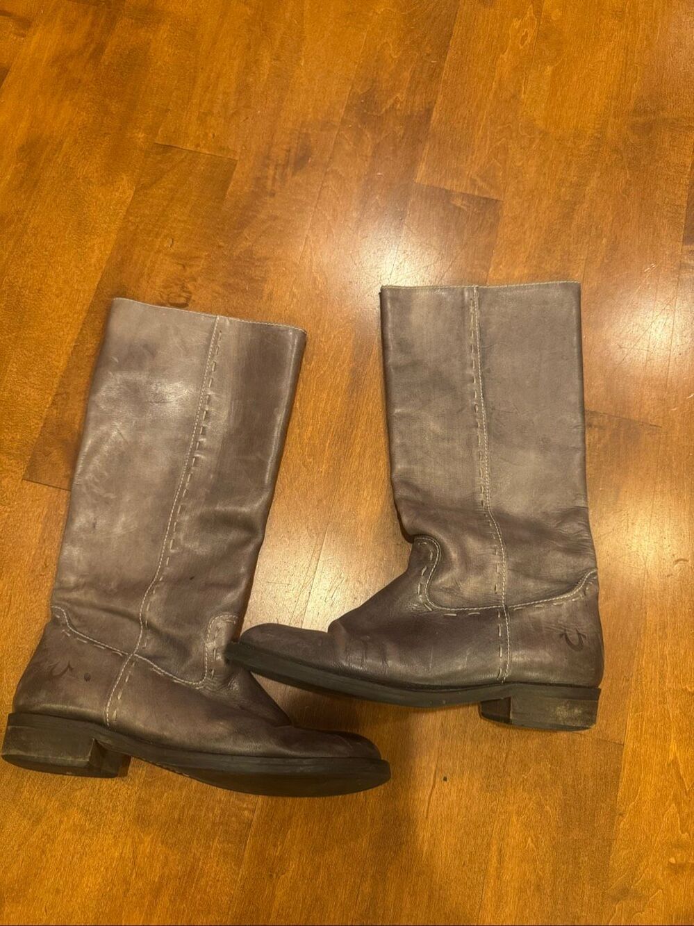 True Religion Maddy Women’s Size 7 Gray Leather Tall Western Boots Y2K